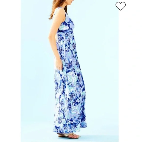 Lilly Pulitzer Sloane Maxi Dress in the Coastal Blue Catch N Keep Print - Picture 3 of 8